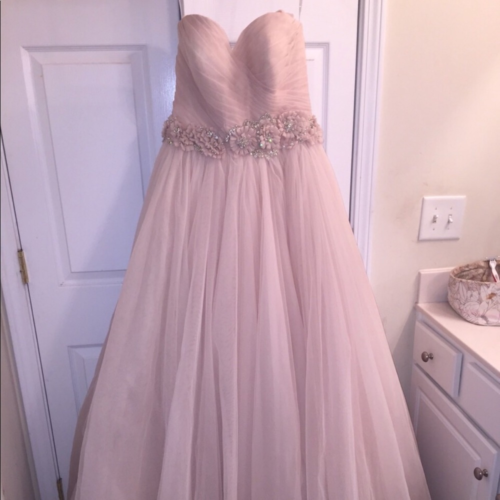 Blush strapless wedding gown by Allure. Size 10/12